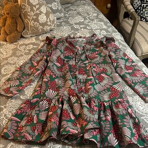 Elegant Floral Green Dress